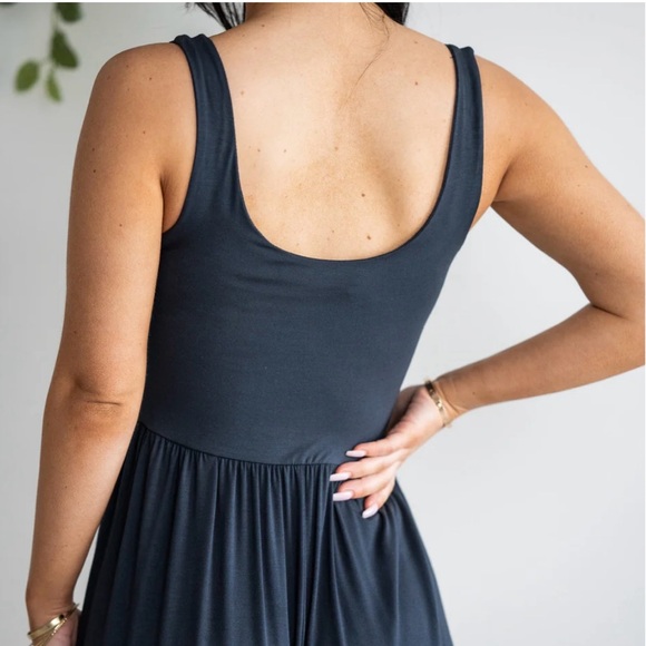 Blue Asymmetrical Sundress Scoop Neck Sleeveless - Picture 6 of 8